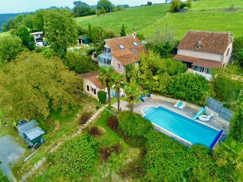 Faycelles, maison T4 avec piscine et vue + gite attenant avec piscine