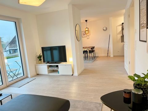 Ferienliebe is an accommodation right on the border of Hamburg. The location of the apartment is super quiet, directly equipped with a bus station and a stone's throw away from Hamburg. The amazingly large, ultra-modern new build apartment has a larg...
