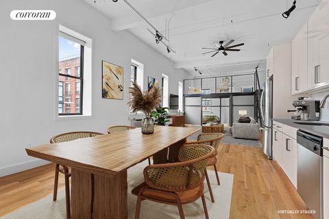 Welcome home to 50 Bridge St, enjoy one of Dumbo's Finest Landmarked Historic Prewar LOFT Condo Conversions. Offered is 504, an Authentic 1074SF corner LOFT with two exposures (South & East) allowing incredible natural light. Recently refreshed, the ...