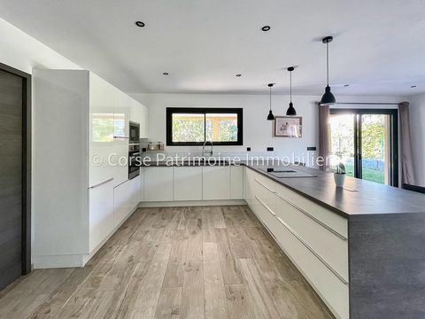 Maison contemporaine de plain pied de type 4 de 122 m2 erigée en 2020 .Le bien se compose d'une entrée donnant sur une cuisine équipée ouverte sur une spacieuse pièce de vie de 56m2 avec poêle à bois, d'un cellier, de deux chambres avec salle de douc...